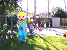 Bob Builder kids birthday party costume characters for hire mascot rentals san jose san francisco los angeles orange county