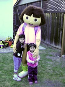 Hire birthday party mascot costume character entertainers Los Angeles kids parties rentals Orange County