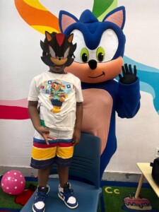 Adult Sonic character costume rental with nationwide shipping for children's birthday parties.