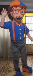 Rent a Blippi adult mascot costume for kids' birthday parties with nationwide shipping available.