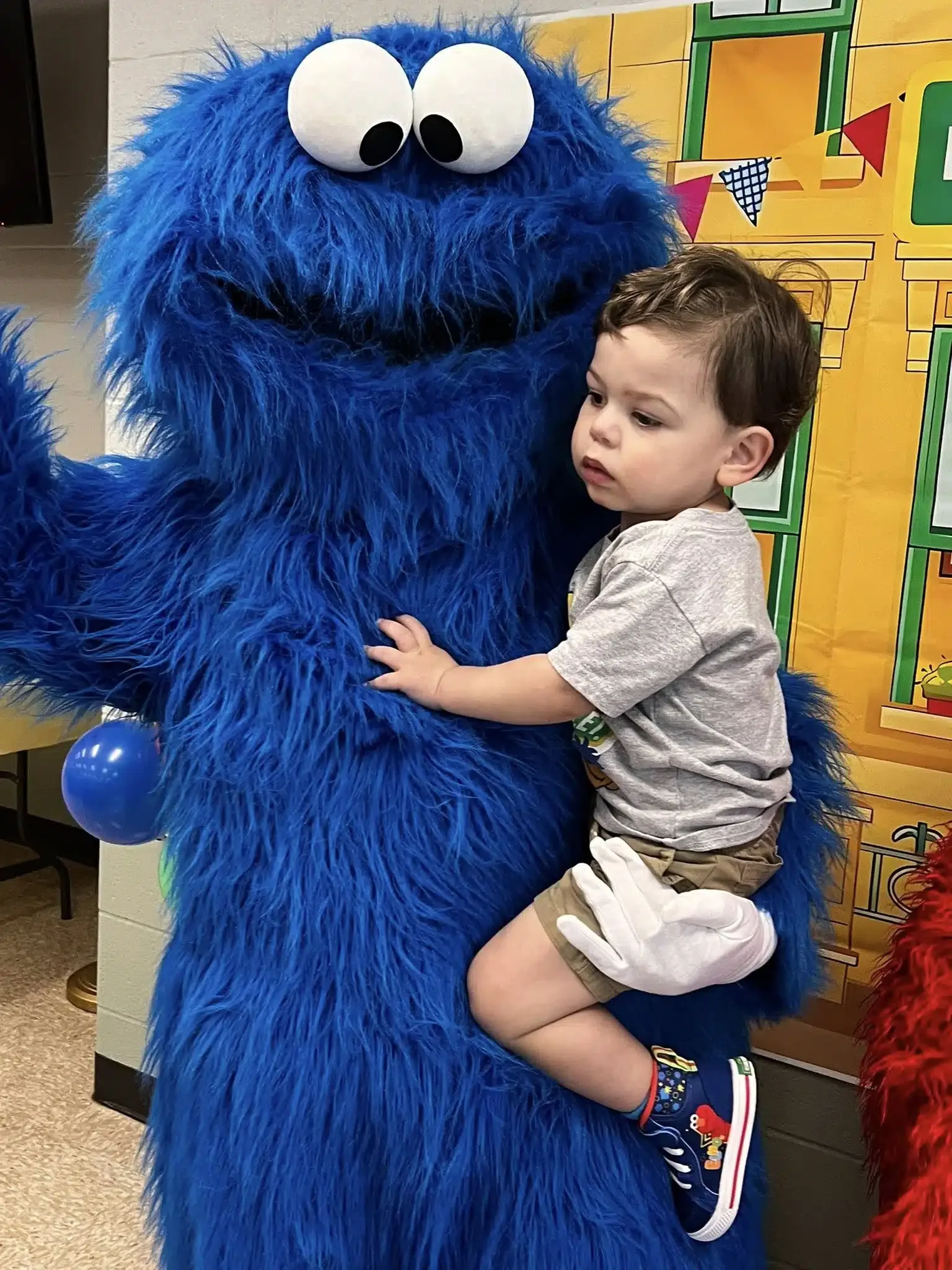 Cookie Monster costume character entertainer at a kids birthday party