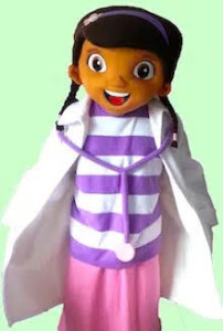 Doc McStuffins character mascot costume for adults available to rent with nationwide shipping for kids' birthday parties.