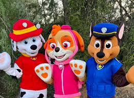 Adult mascot costume rental character entertaining guests at a children's birthday party
