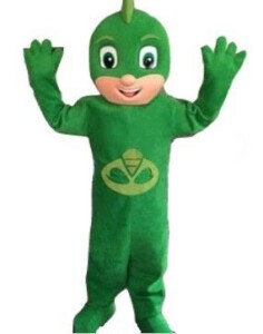 PJ Masks Gekko adult size mascot costume rental for children's parties, schools, and special events
