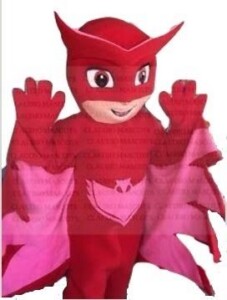 PJ Masks Owlette adult size mascot costume rental for kids birthday parties, preschool events, and family celebrations