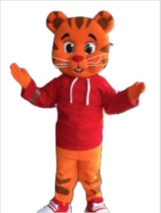 Rent a Daniel Tiger adult mascot costume with nationwide shipping for kids' birthday parties.