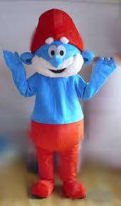 Smurfette adult mascot costume rental with nationwide shipping for kids' birthday parties.