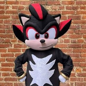 Sonic adult mascot costume rental with nationwide shipping for children's birthday parties.