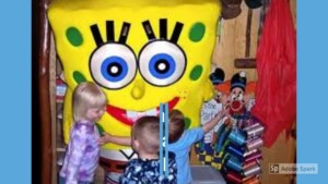 SpongeBob adult mascot costume rental with nationwide shipping for children's birthday parties.