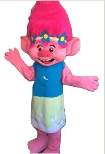 Adult-sized Poppy mascot costume rental from Trolls, perfect for birthday parties and themed events.